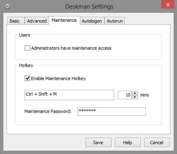 11 Maintenance Tab - Deskman Settings