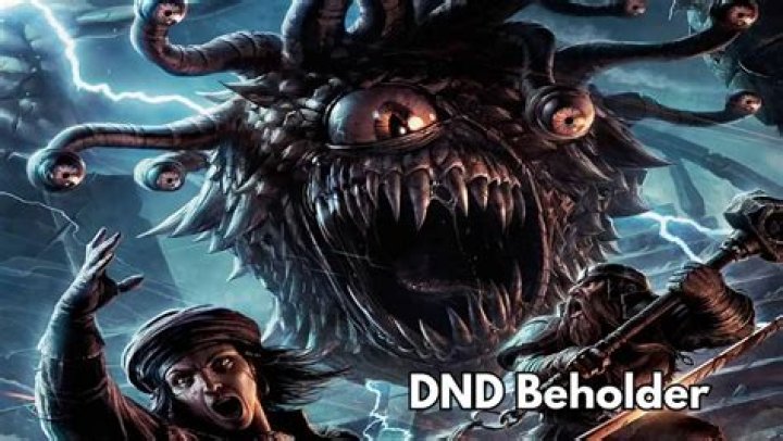 A beholder shown with a regular border, and with an alternate border evoking the tinted pages of modern 5th edition D&amp;D books.