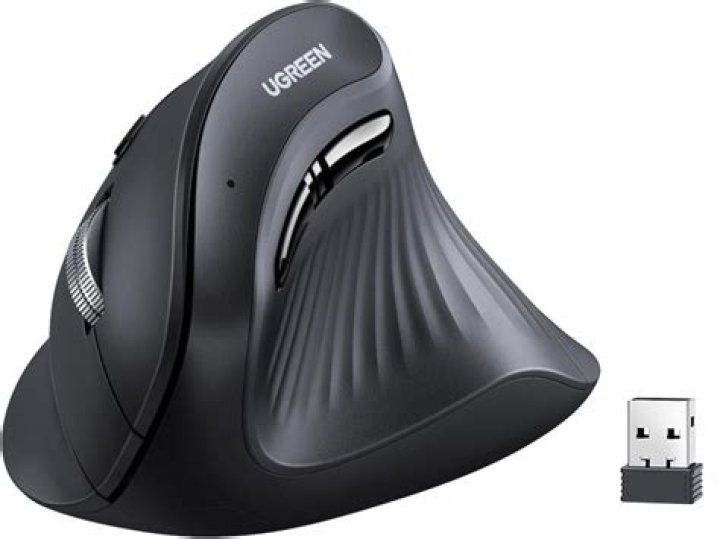 A computer mouse with a red trackball on the side, branded with Ploopy.