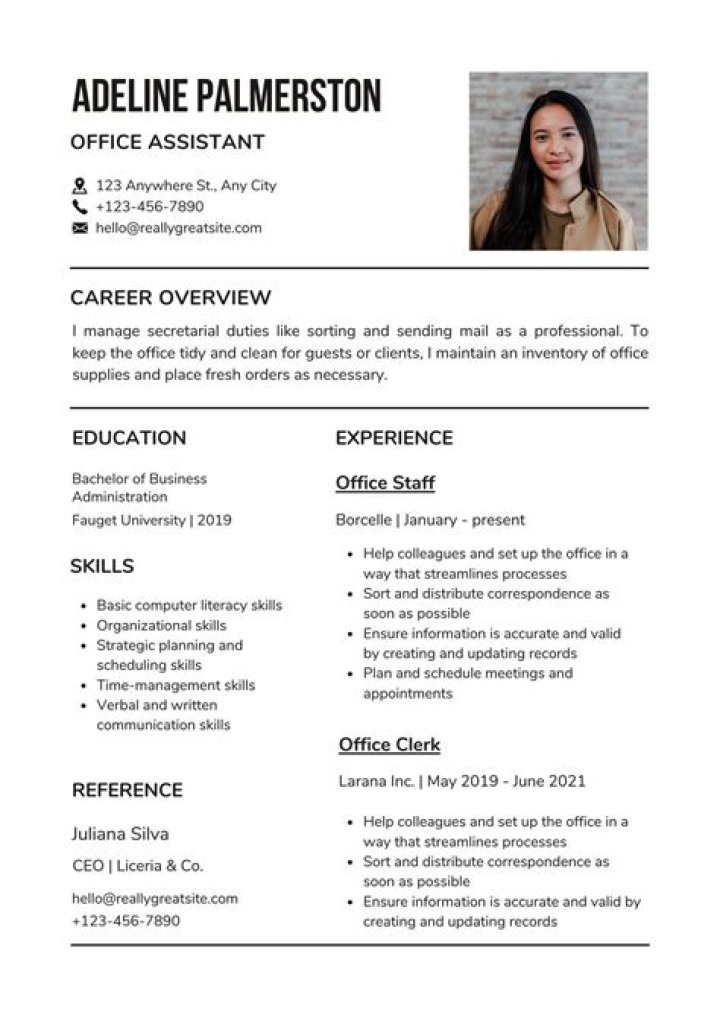 A printed resume for 
