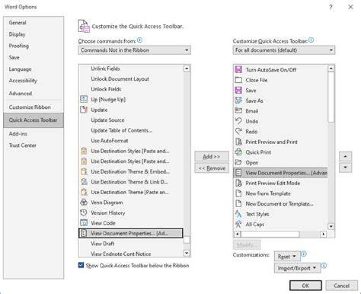 Access Advanced properties