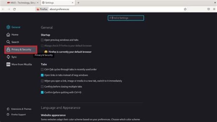 Accessing the settings in Firefox