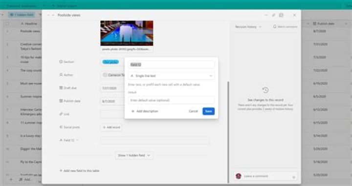 Adding a field from within Grid view in Airtable.