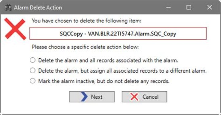 alarm delete