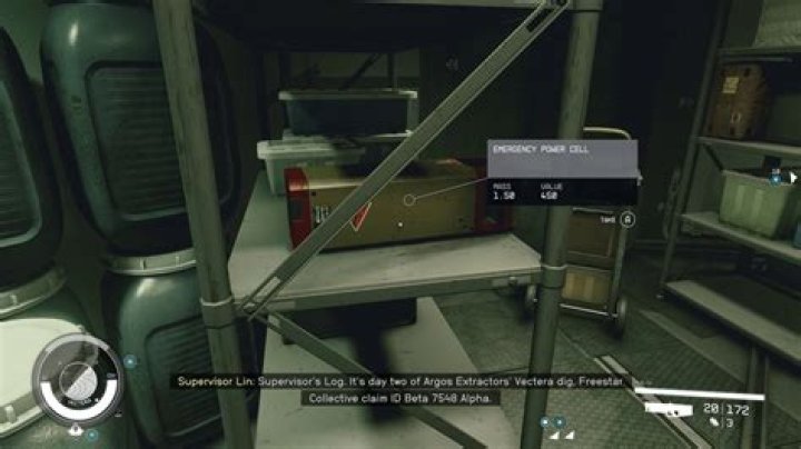 An extra power cell sits on a shelf in Starfield&rsquo;s &ldquo;Back to Vectera&rdquo; mission