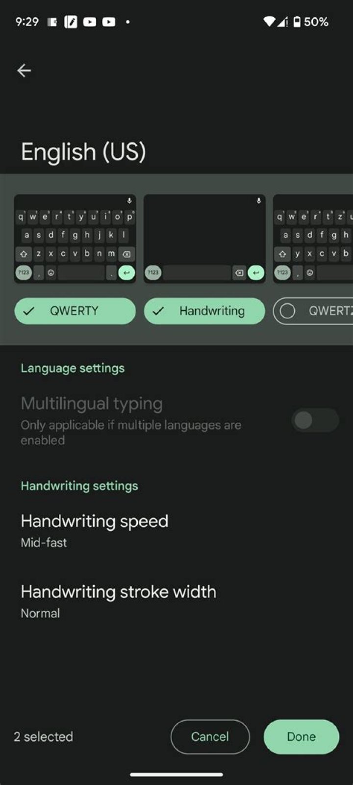 Android Typing Handwriting Gboard