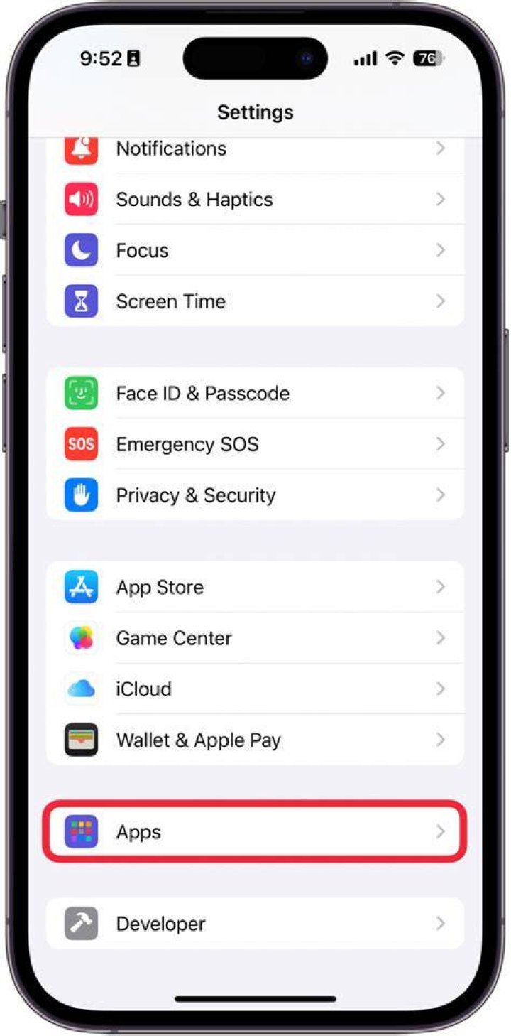 App Settings on iPhone