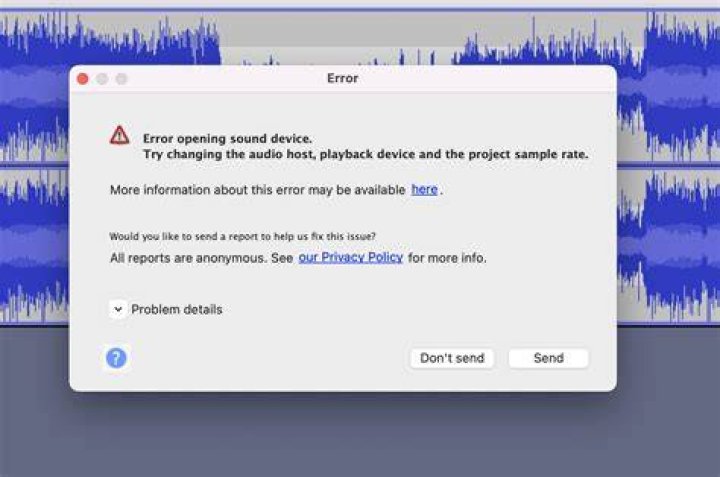 Audacity error showing that it is unable to import the MP3 file