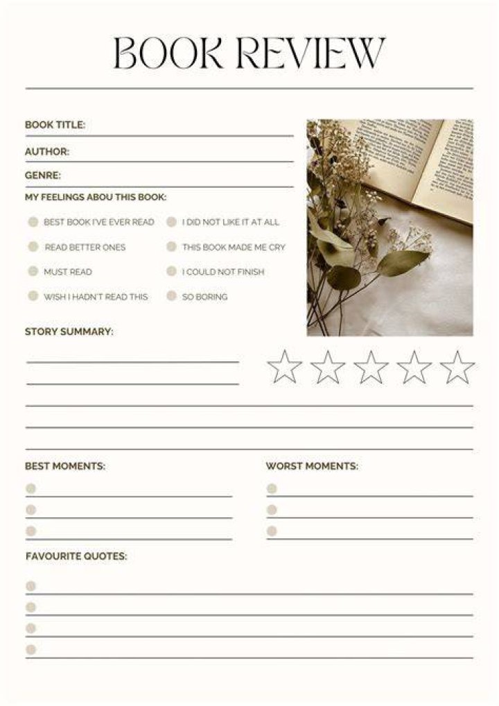 Book review template in Sample Templates