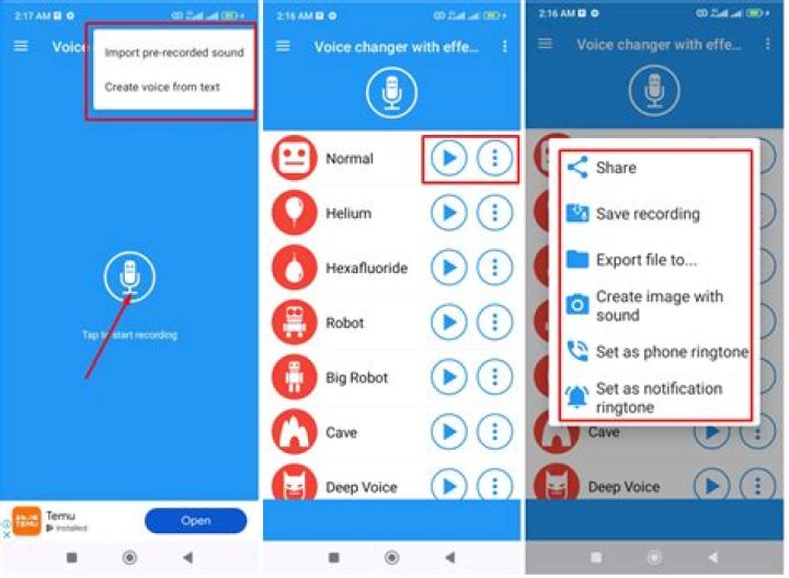 call voice changer effects