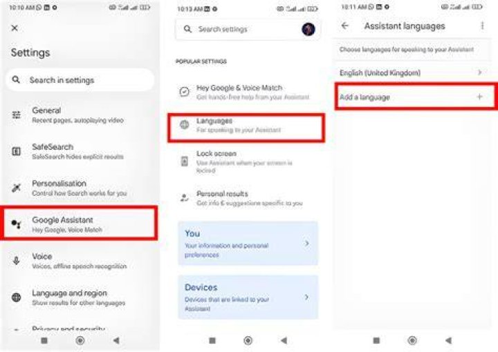Changing Google Assistant language on Android