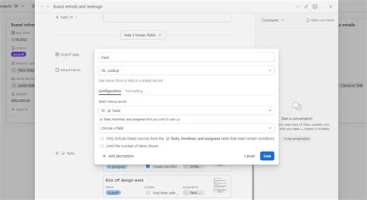 Creating a lookup field in Airtable