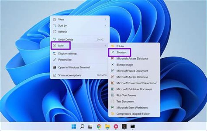 Creating a new shortcut in Windows 10.