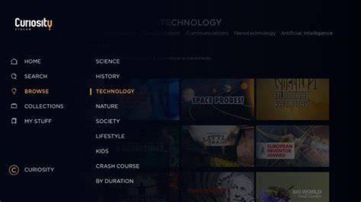 Curiosity Stream categories