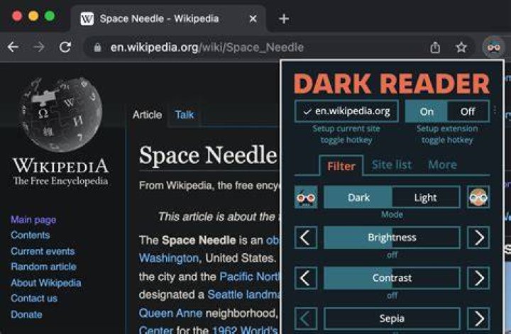 Dark Reader's font options 