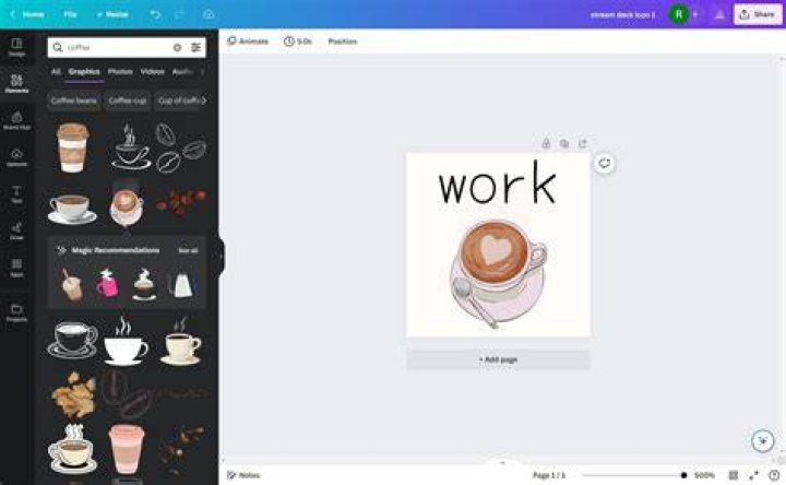 Designing a work-themed Stream Deck icon on Canva