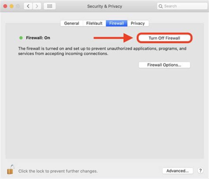 Disable the firewall on macOS