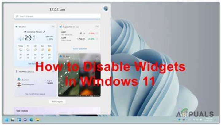 Disabled widgets in Windows 11 from Taskbar settings.