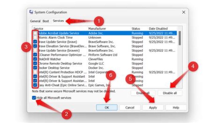 disabling the system configuration