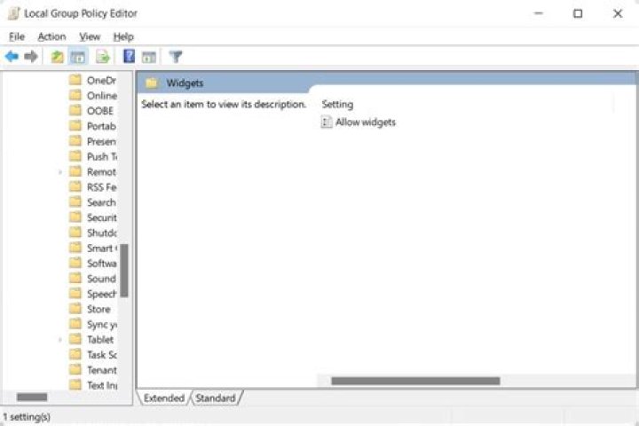 Disabling widgets via Group Policy Editor