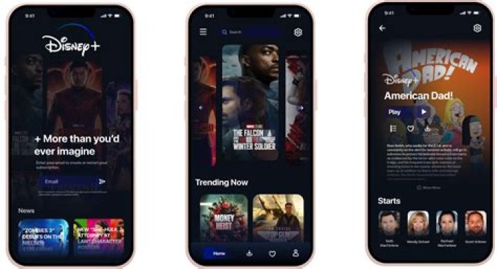 disney+ mobile menu page