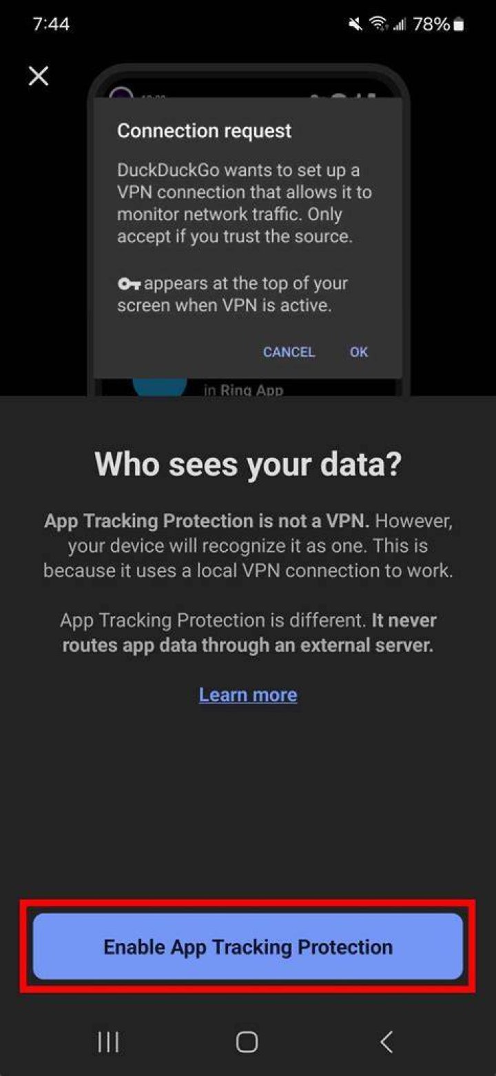 enable app tracking protection