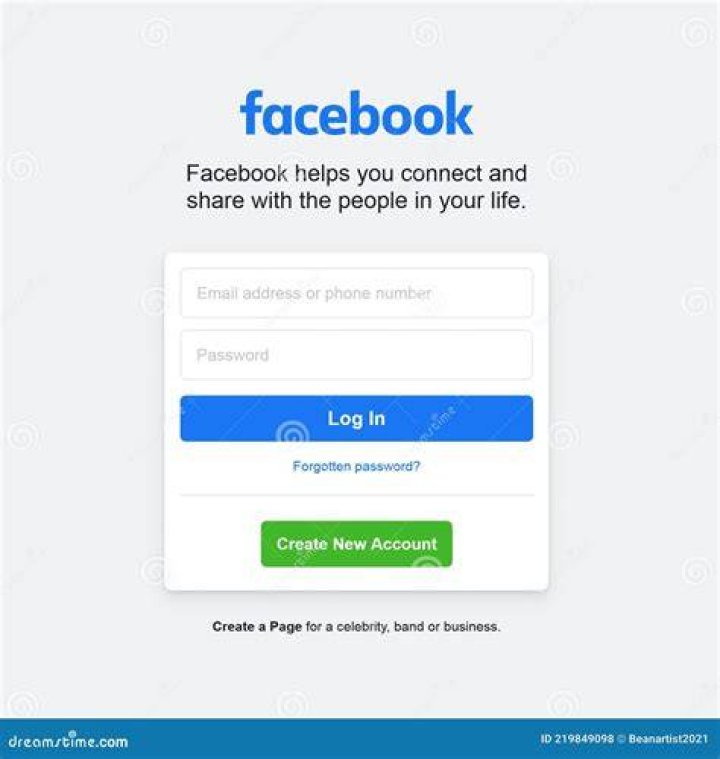 facebook login screen