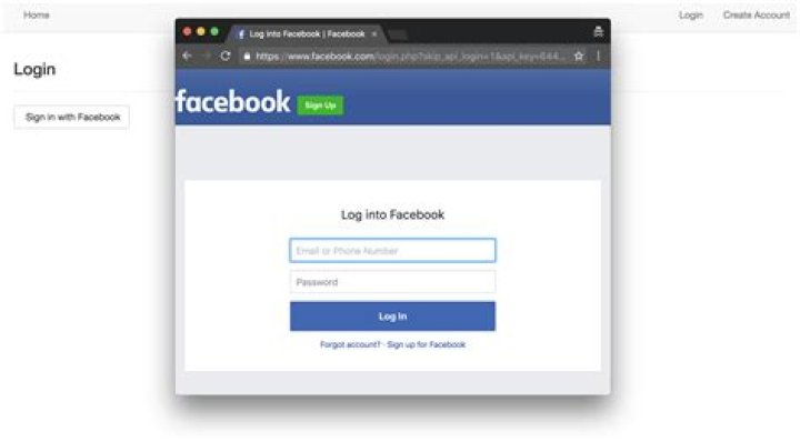 Facebook Login window
