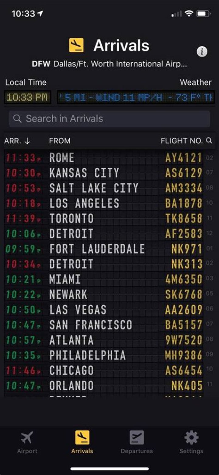 Flightboard Arrivals