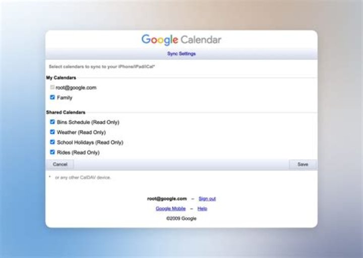 Google Calendar Sync Page