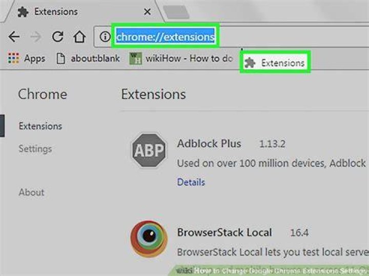 Google Chrome Extensions settings