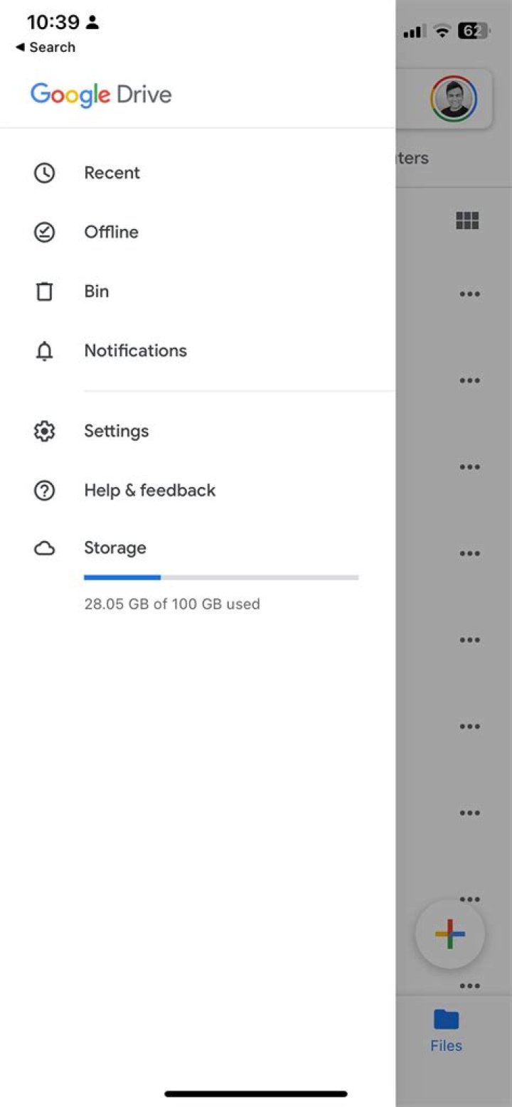 Google Drive iPhone Settings
