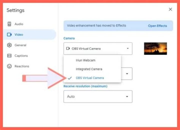 Google Meet OBS Virtual Camera