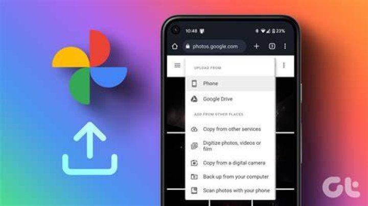 Google Photos upload size options on mobile