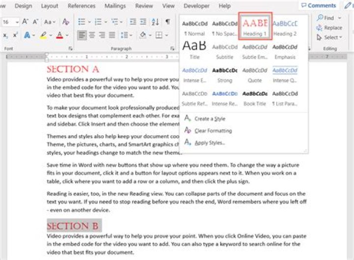 Heading Microsoft Word
