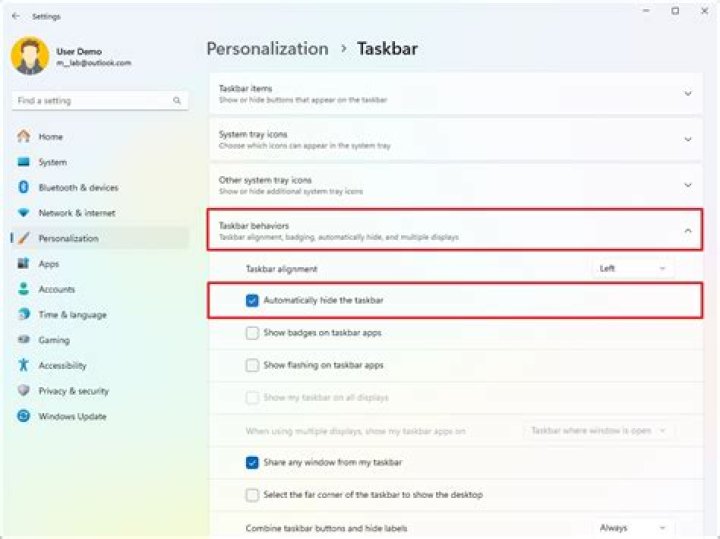 hiding the taskbar automatically