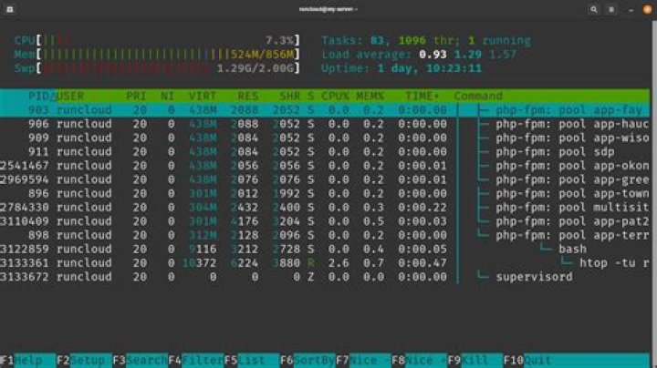 highlight running processes using top command in Linux
