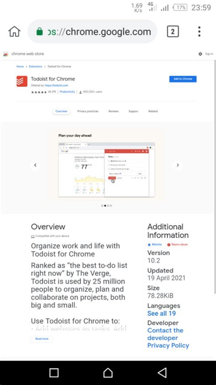 Install Todoist for Chrome