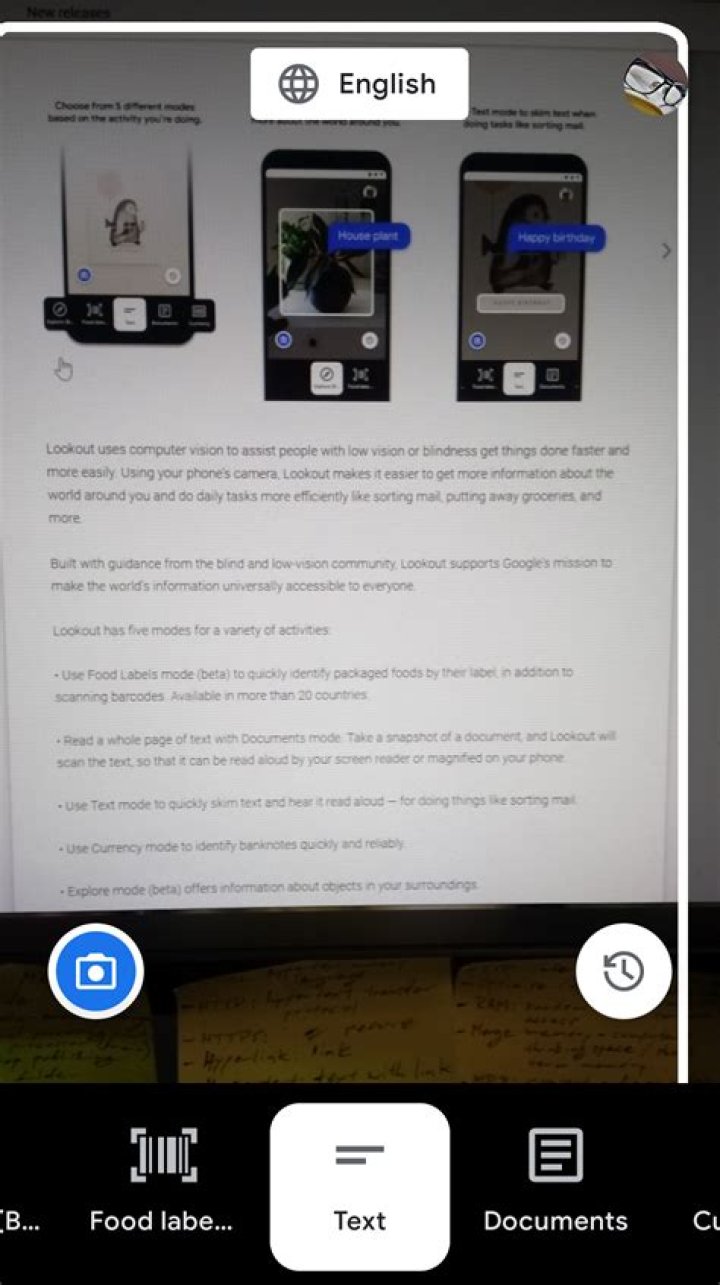 Lookout by Google Reading Text