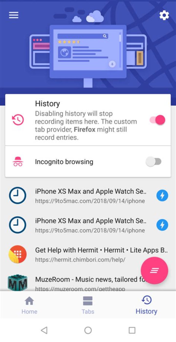 lynket browser history