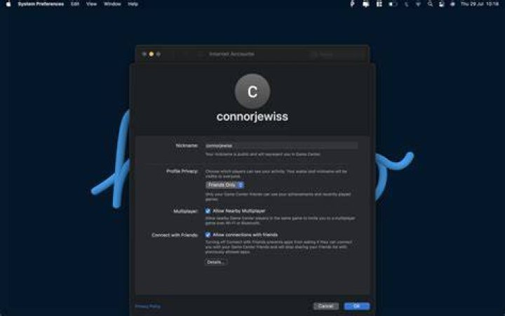 macos change game center name