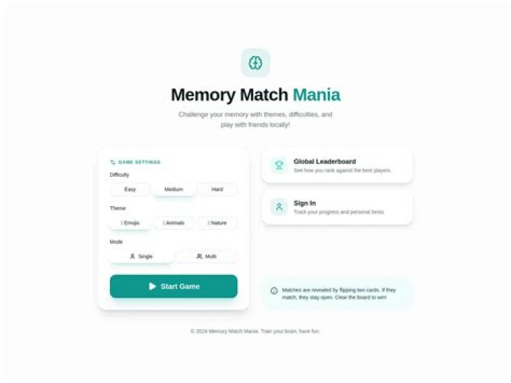 memory match settings