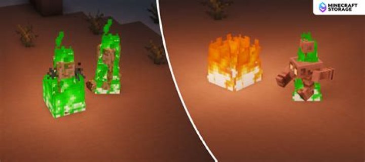 Mobs start burning when attacked with Fire Aspect (Image via Minecraft)