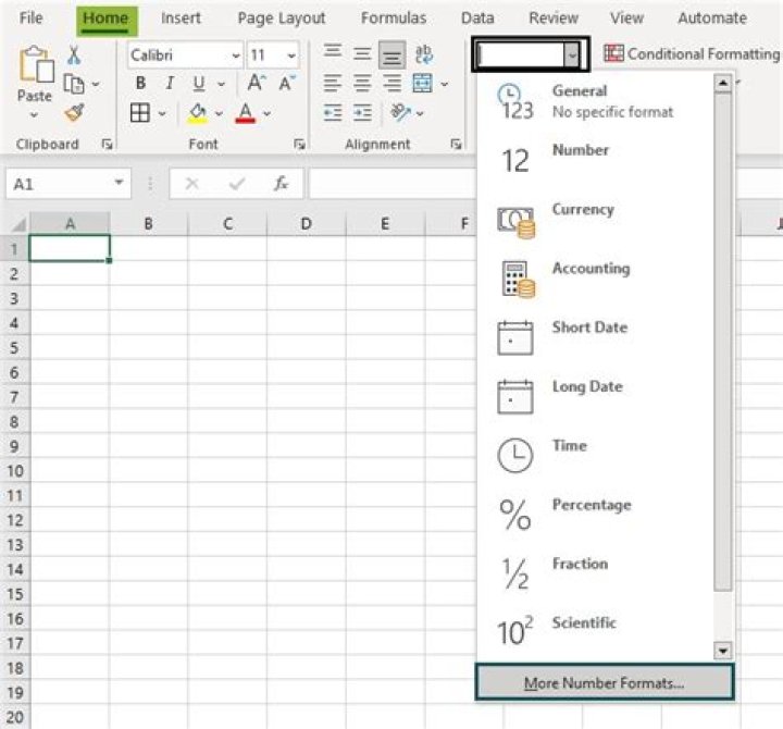 More number formats option