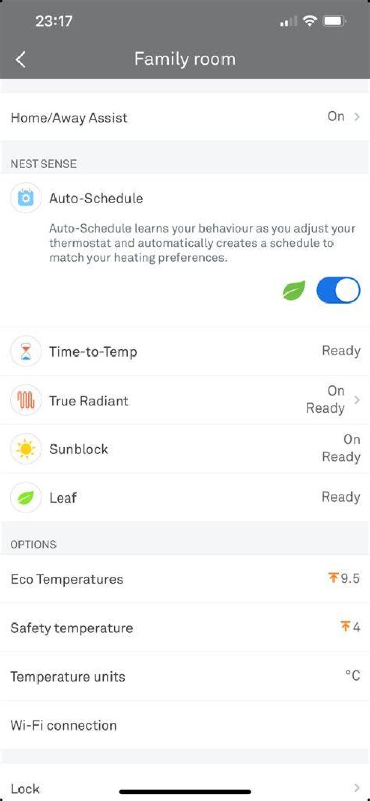 Nest Learning Thermostat auto schedule