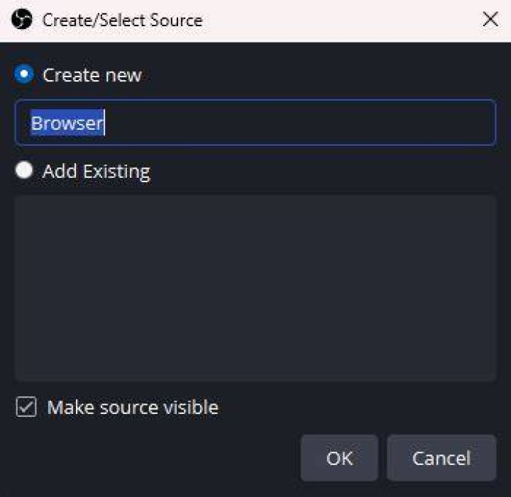 OBS Create or Select Source window