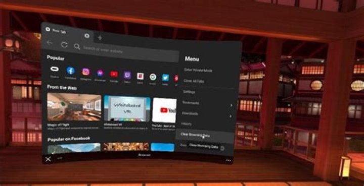 Oculus Quest 2 Browser Menu