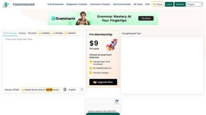 Paraphraser.io website page 