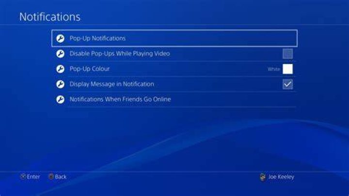 ps4 notification settings