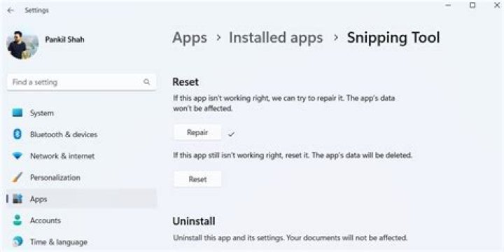 Repair App on Windows